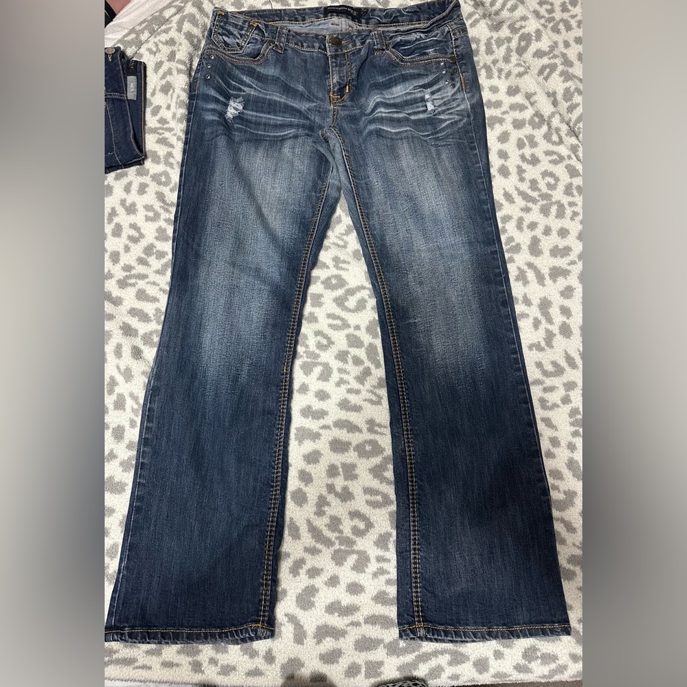 Blue Boot Cut Jeans with Classic Wash
